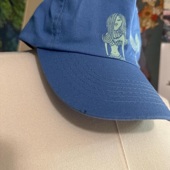 blue mermaid embroidered y2k cap whimsical one size - Picture 4 of 5